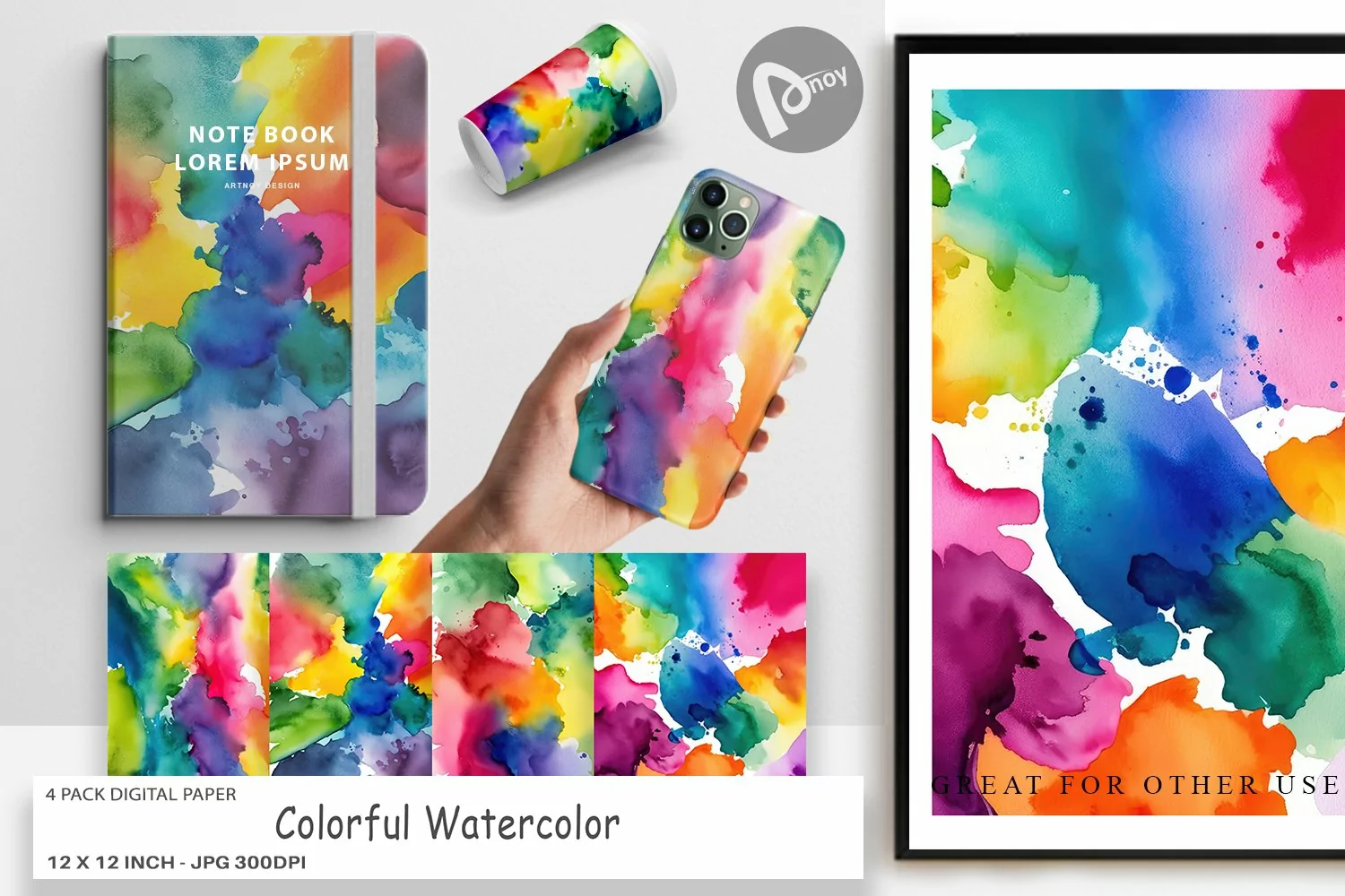 Digital Paper Colorful Watercolor product image 1