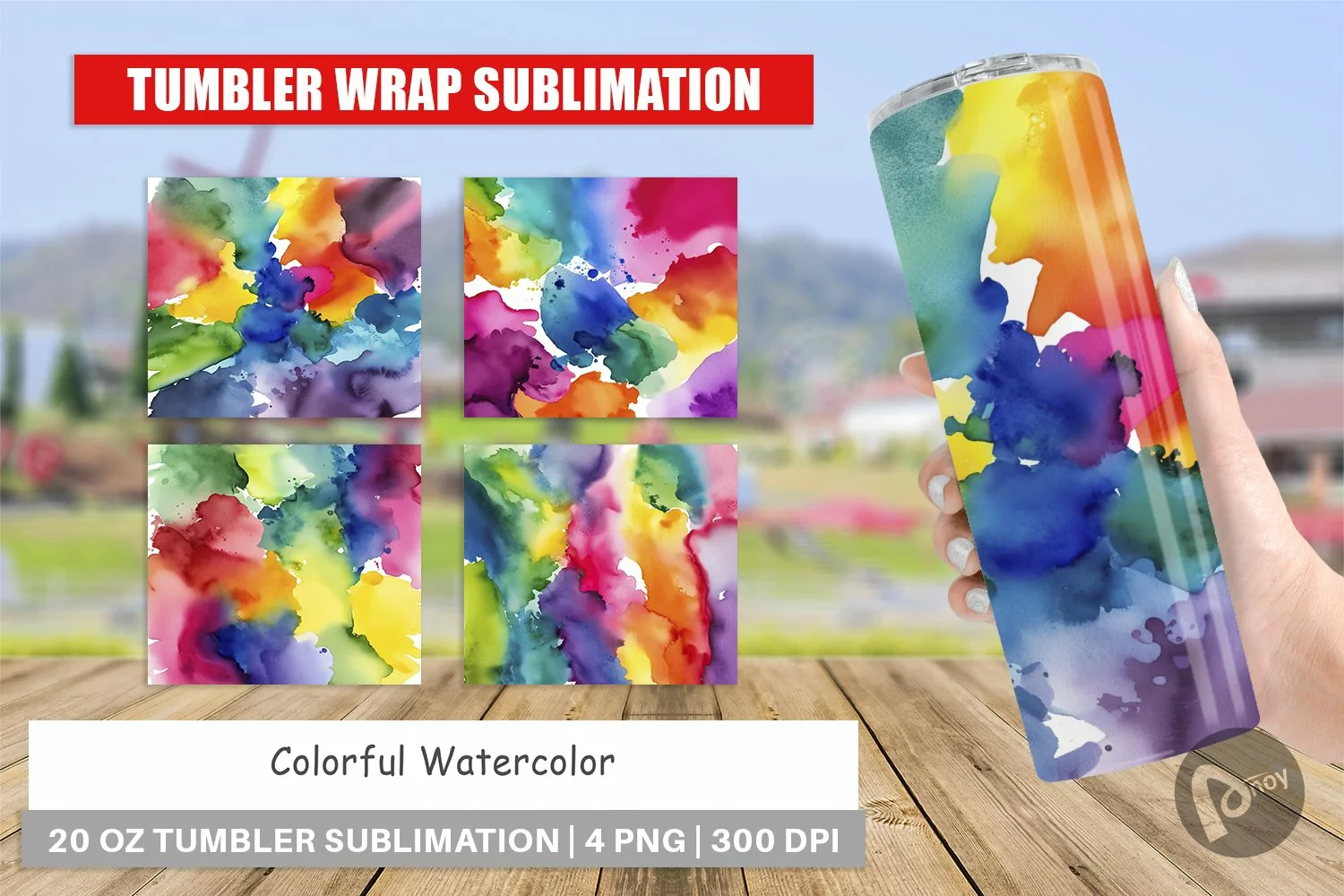 Tumbler Wrap Colorful Watercolor product image 1