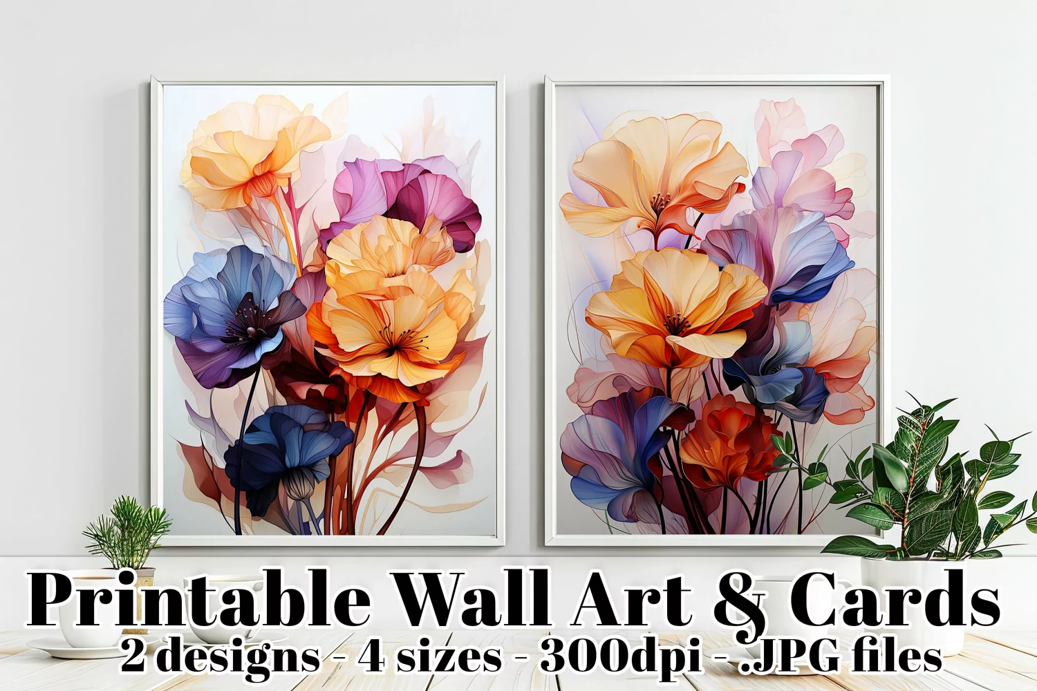Watercolors Abstract Leaves Printable Cards and Posters, s4 product image 1