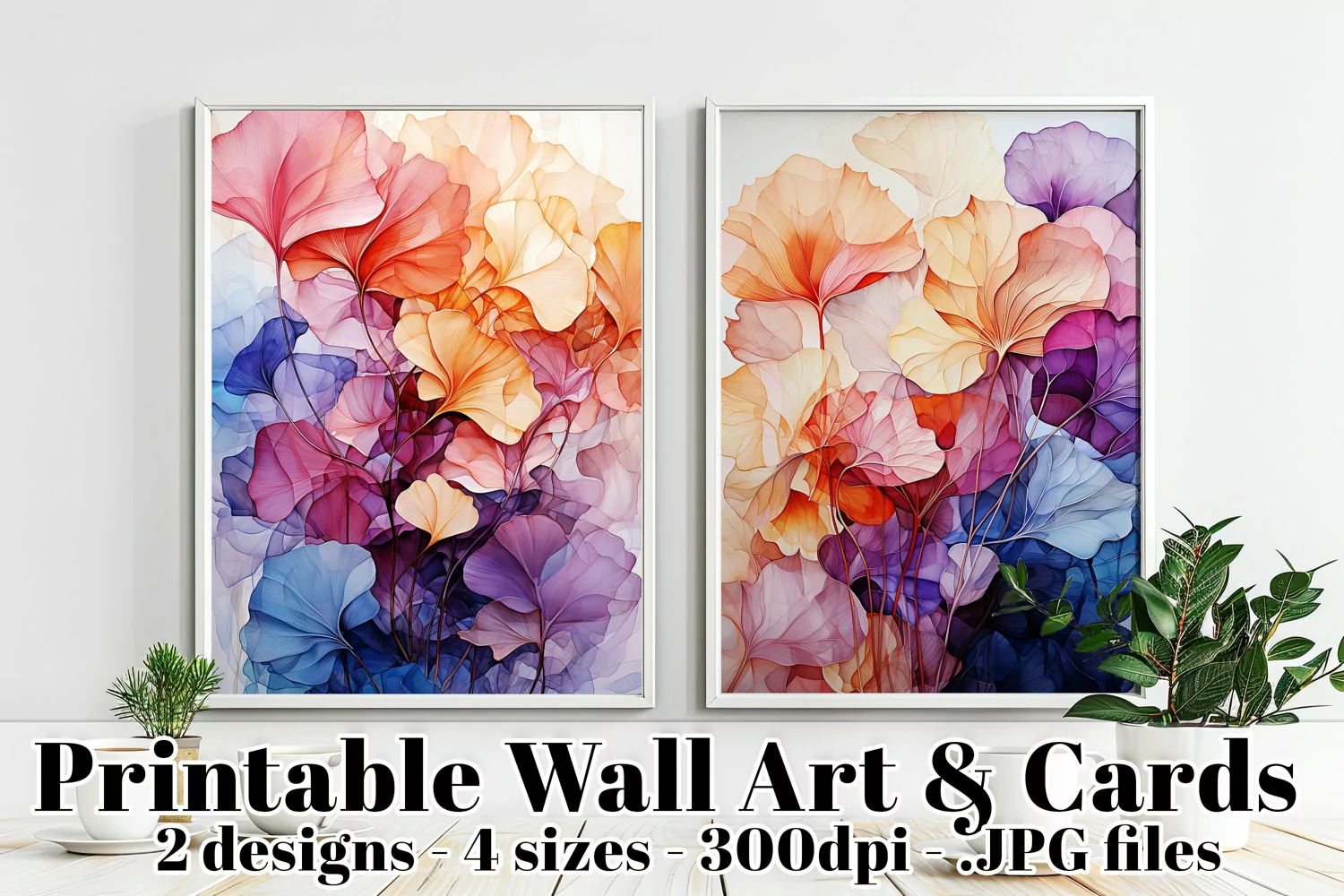 Watercolors Abstract Leaves Printable Cards and Posters, s5 product image 1
