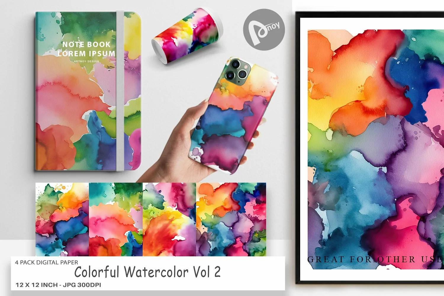 Digital Paper Colorful Watercolor product image 1