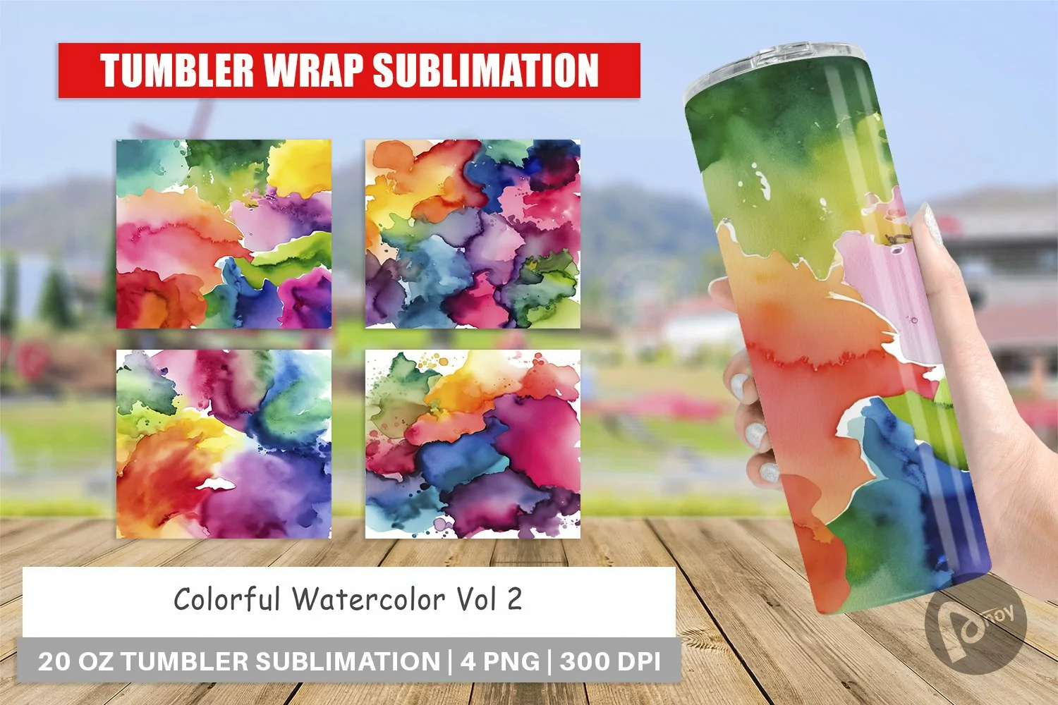 Tumbler Wrap Colorful Watercolor product image 1