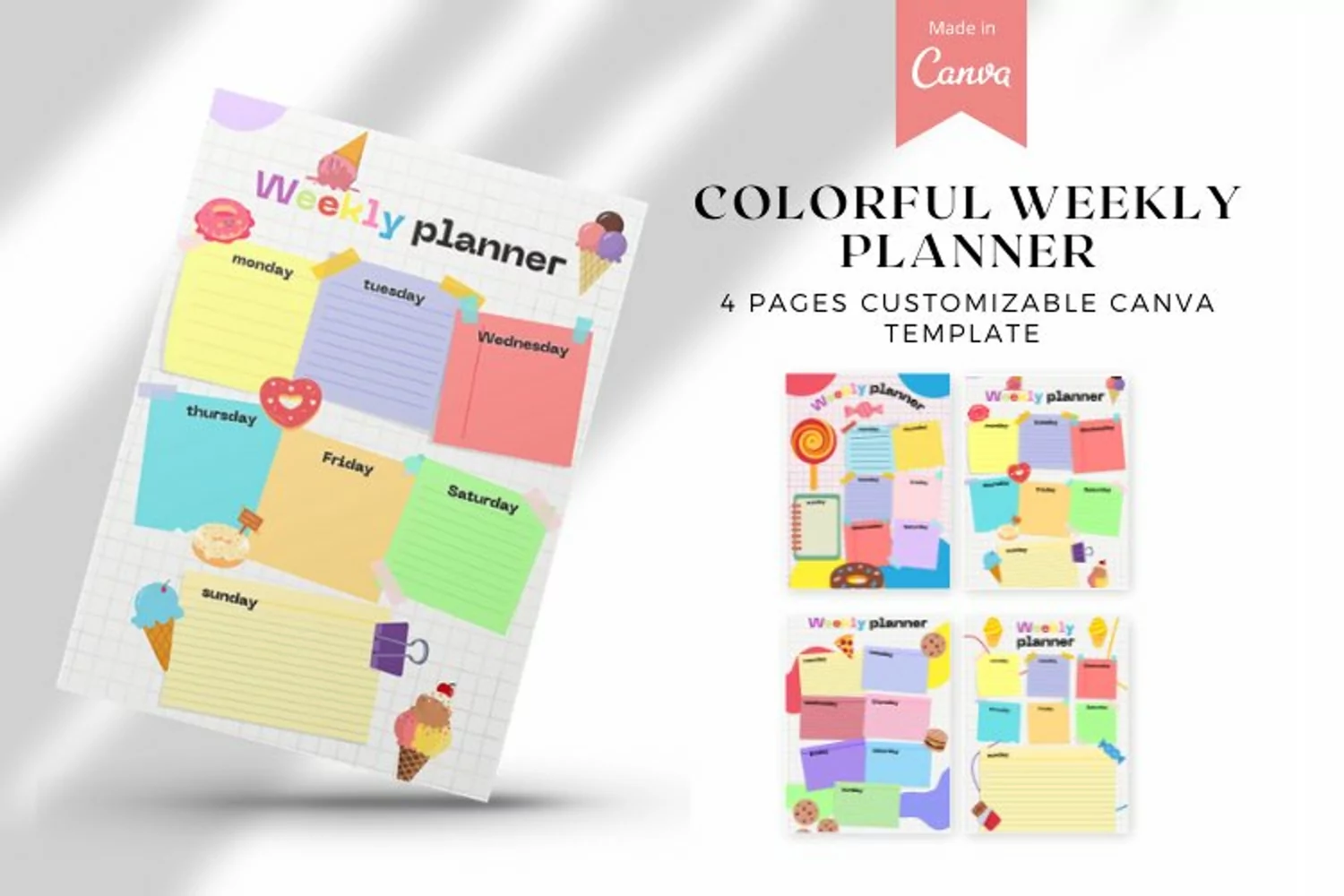 Colorful Weekly Planner, Canva Template product image 1