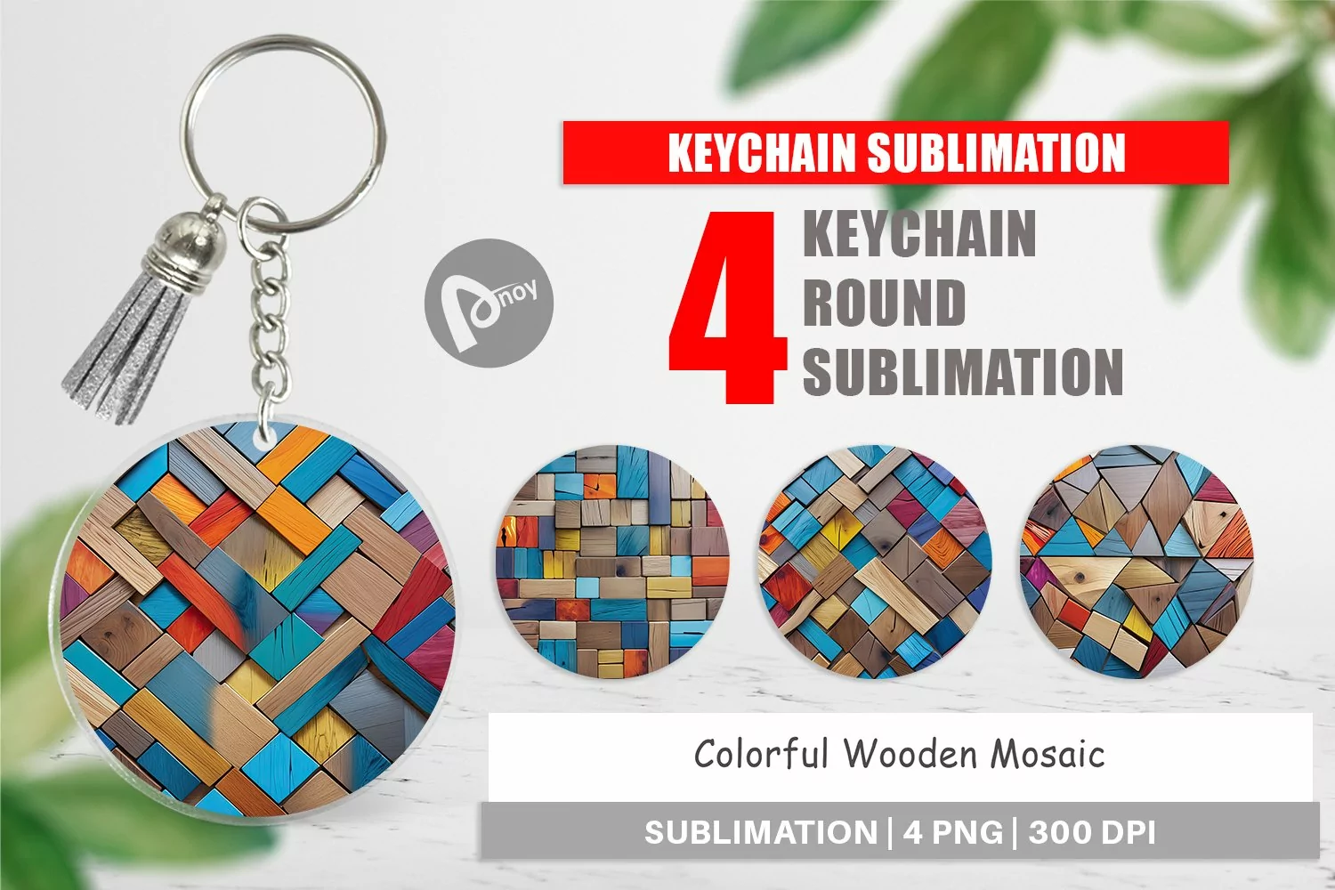 Keychain Colorful Wood Mosaic product image 1
