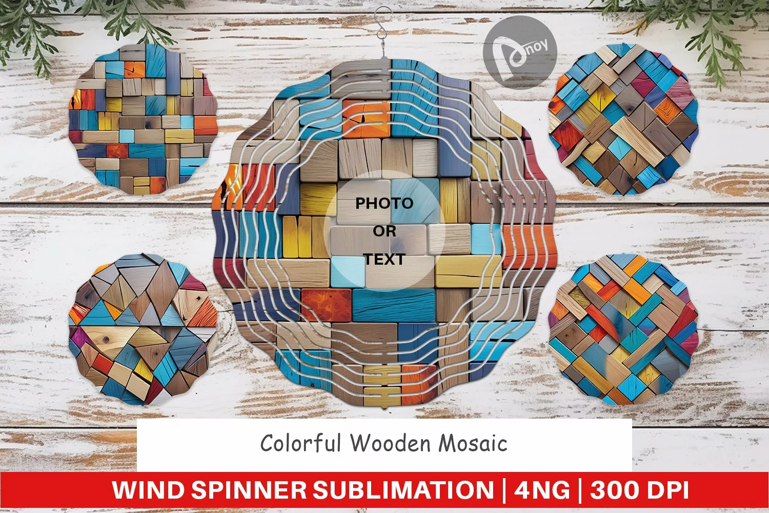 Wind Spinner Colorful Wood Mosaic product image 1