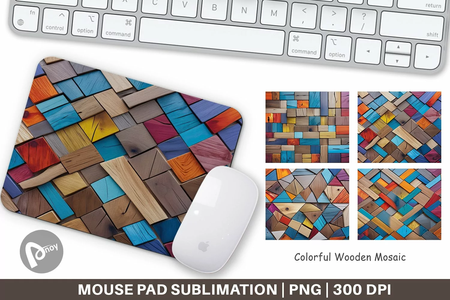 Mouse Pad Colorful Wood Mosaic product image 1