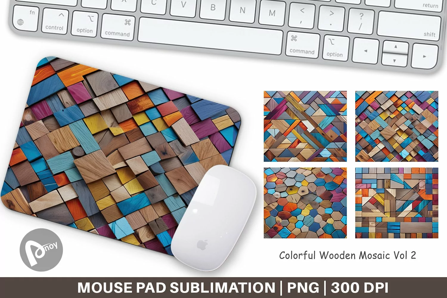Mouse Pad Colorful Wood Mosaic product image 1