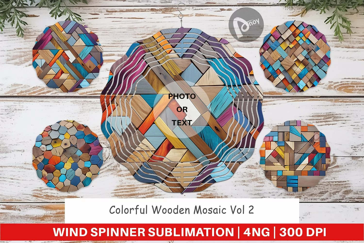 Wind Spinner Colorful Wood Mosaic product image 1