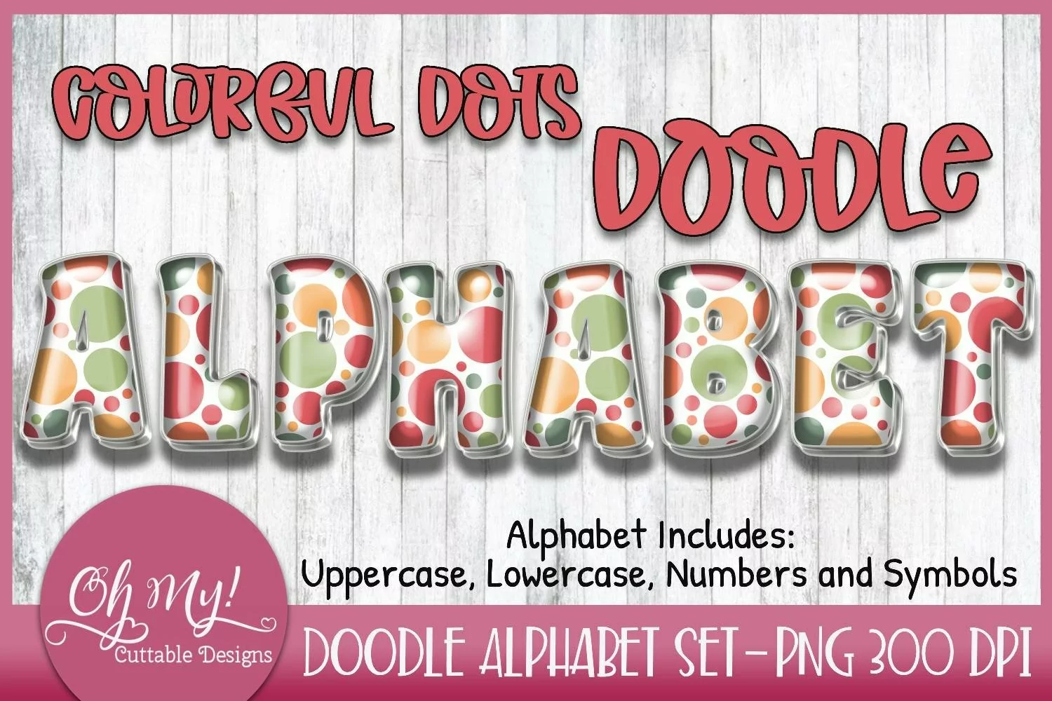 Colorful Polkadots Doodle Alphabet Set