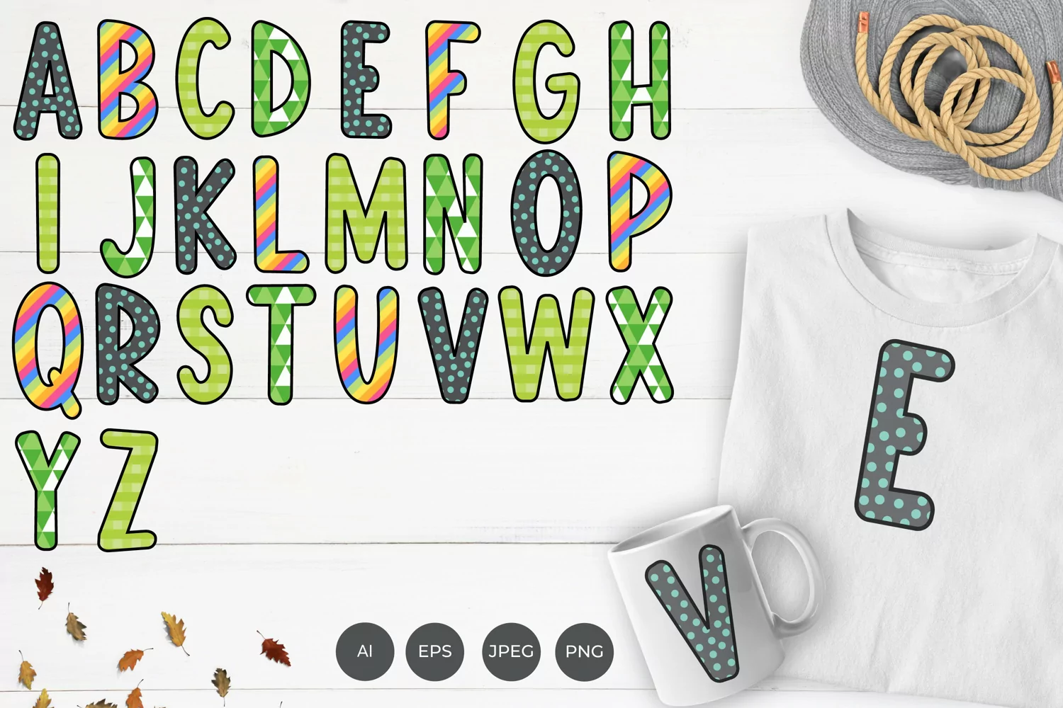 Multicolor Alphabet with Geometric Pattern Monogram Set product image 1