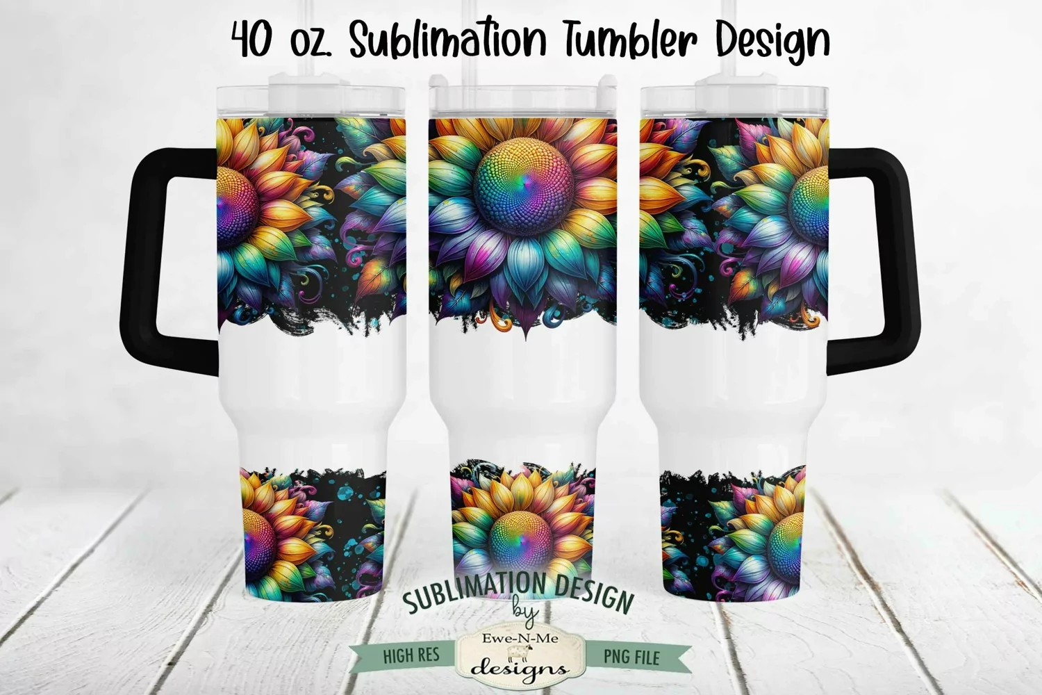 Colorful Sunflower Design for 40 oz. Sublimation Tumbler product image 1