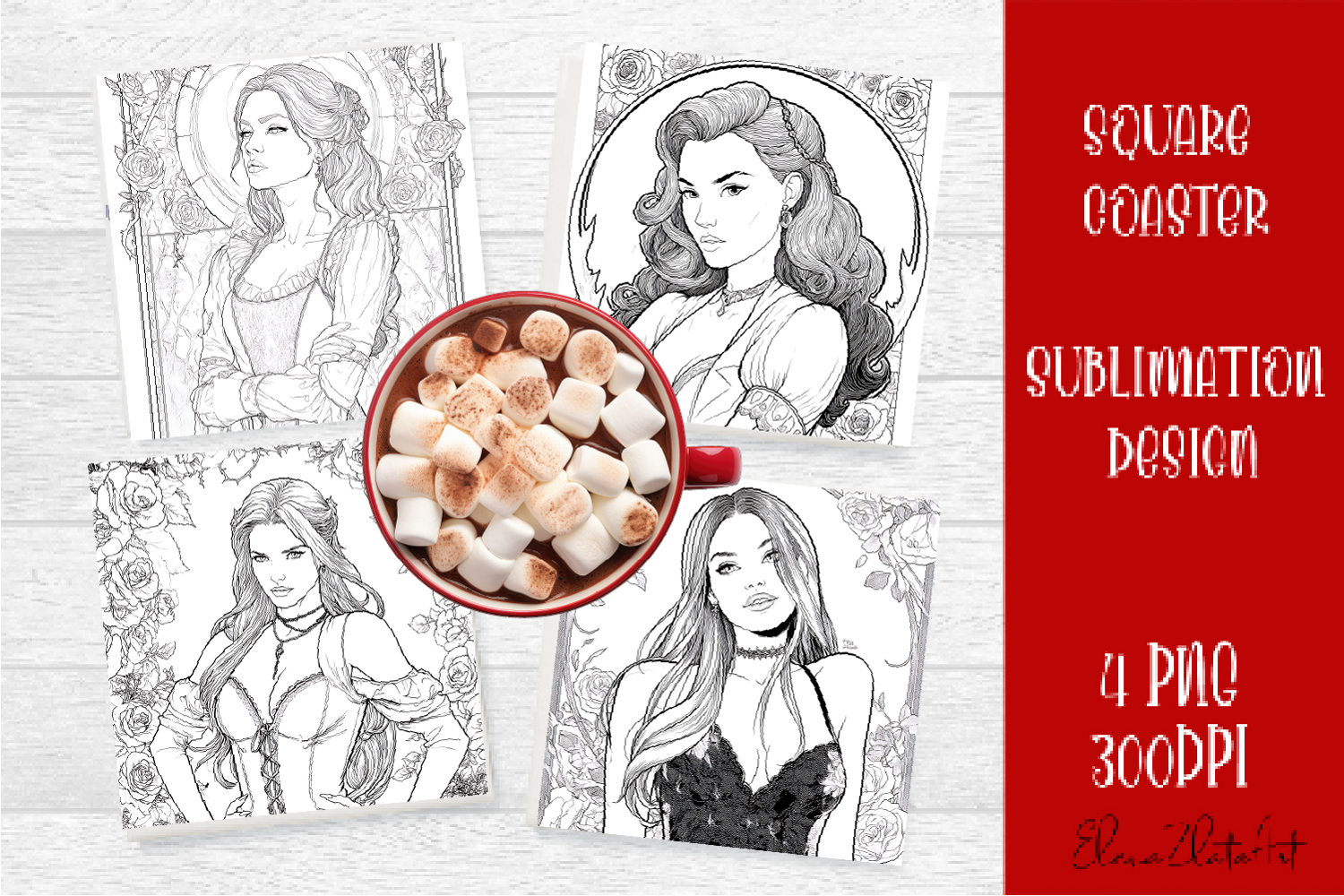 Summer girls Coaster Design |Coloring pages product image 1