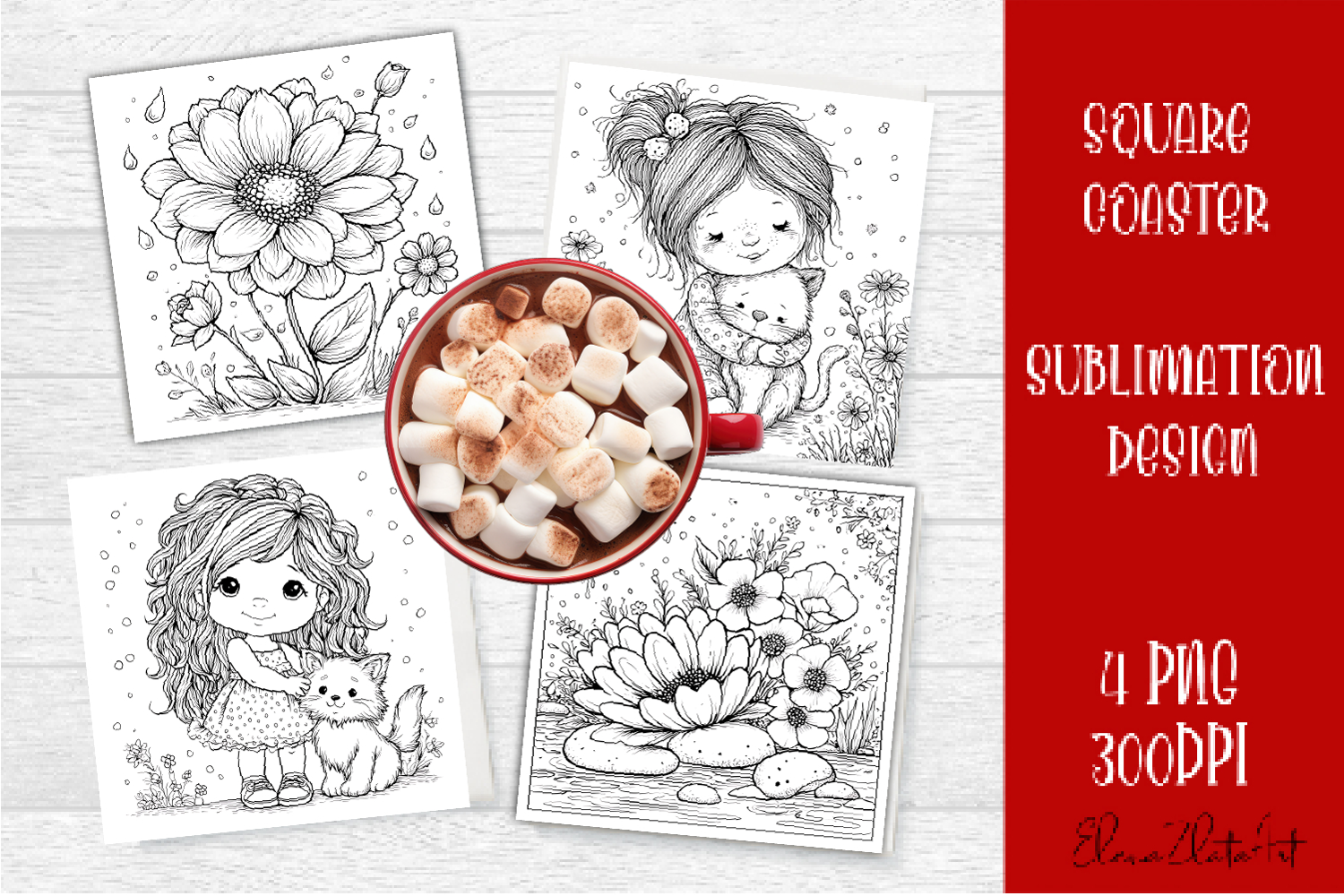 Summer girls Coaster Design |Coloring pages product image 1