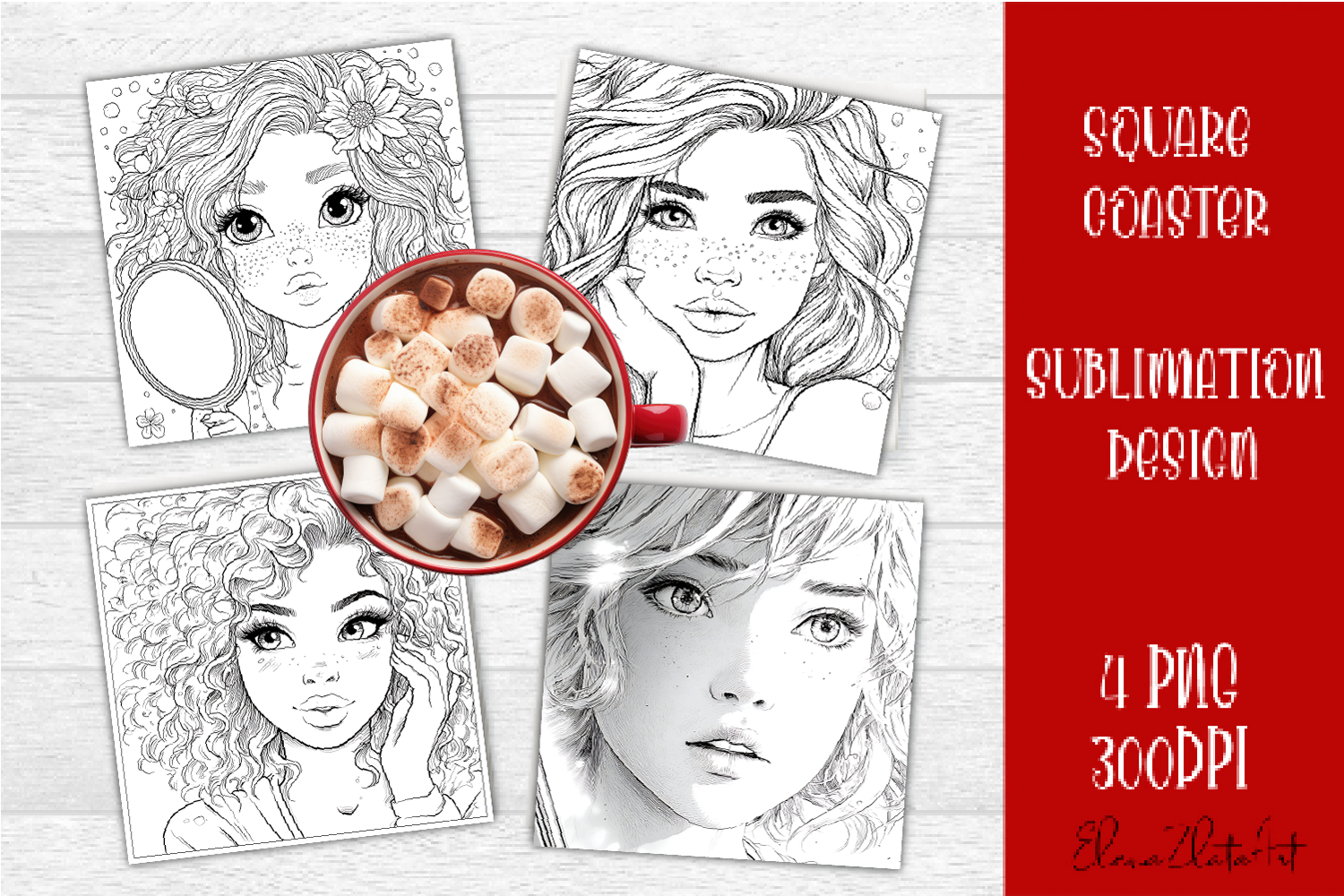 Summer girls Coaster Design |Coloring pages product image 1