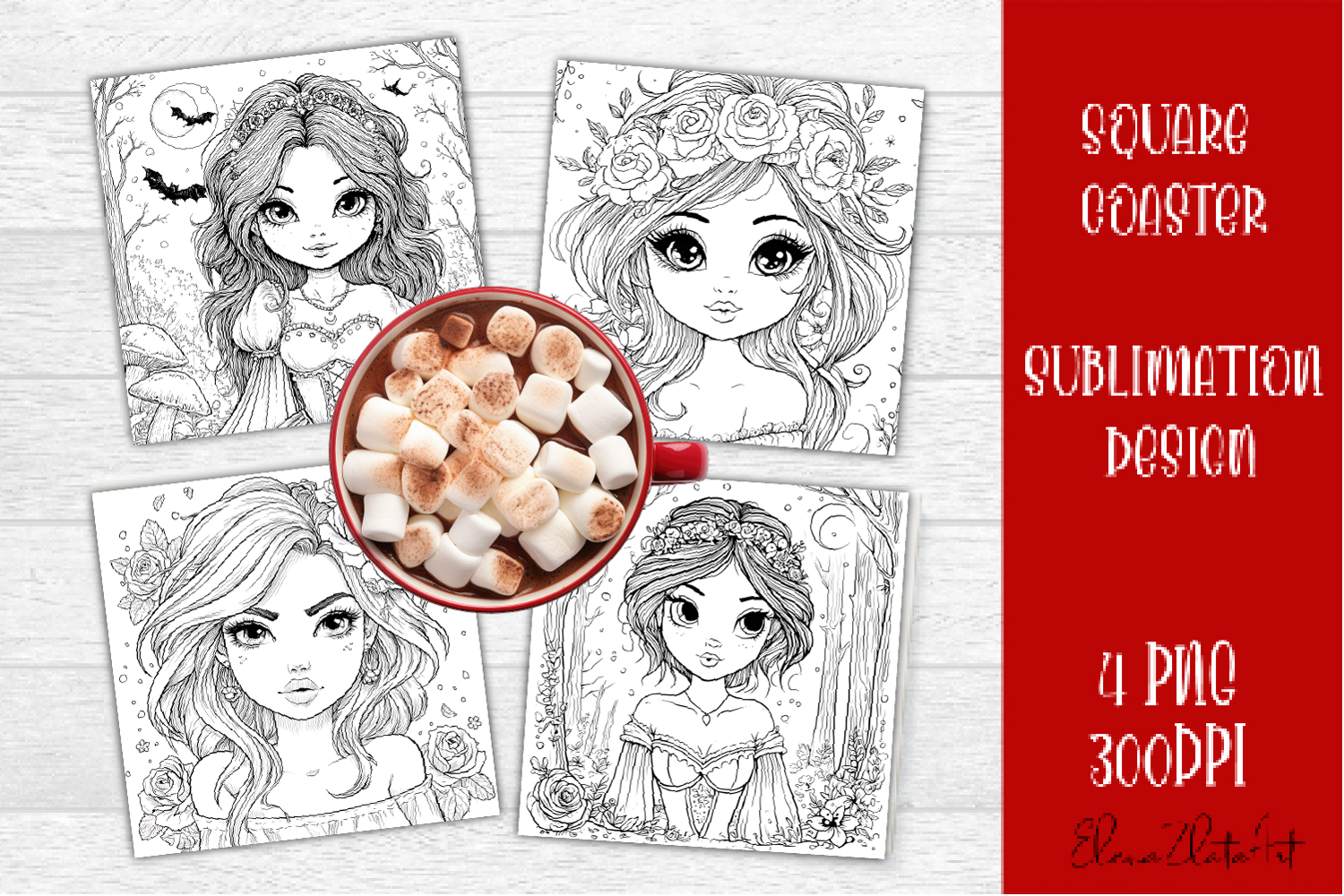 Summer girls Coaster Design |Coloring pages product image 1
