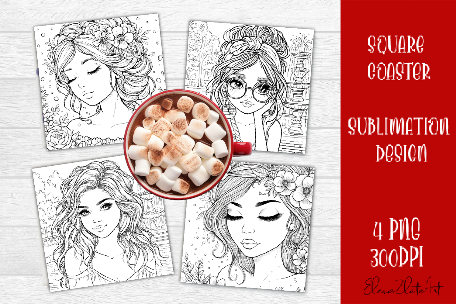 Summer girls Coaster Design |Coloring pages product image 1