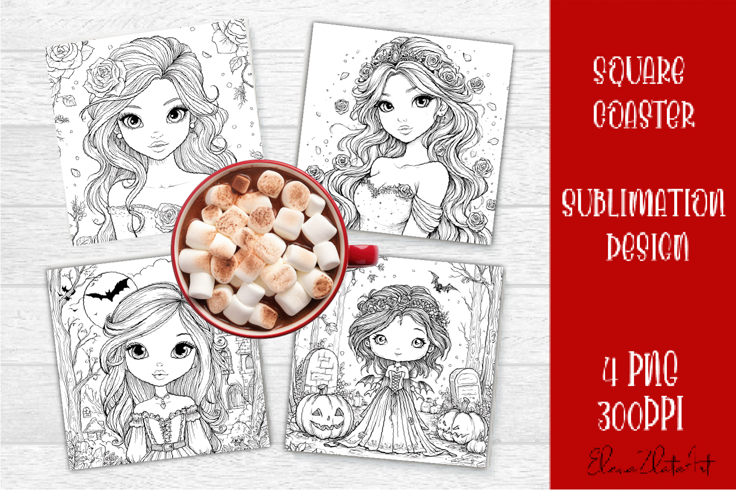 Summer girls Coaster Design |Coloring pages product image 1