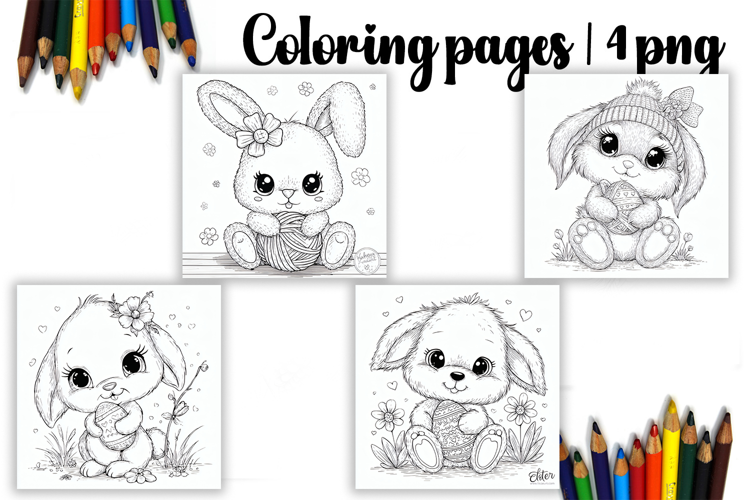 Cute animals Design |Easter Coloring pages product image 1