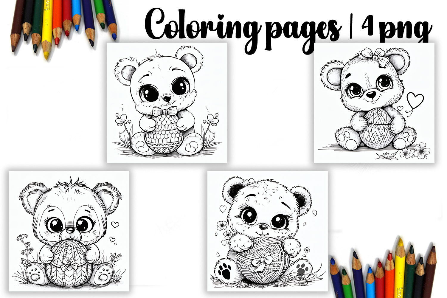 Cute animals Design |Easter Coloring pages product image 1