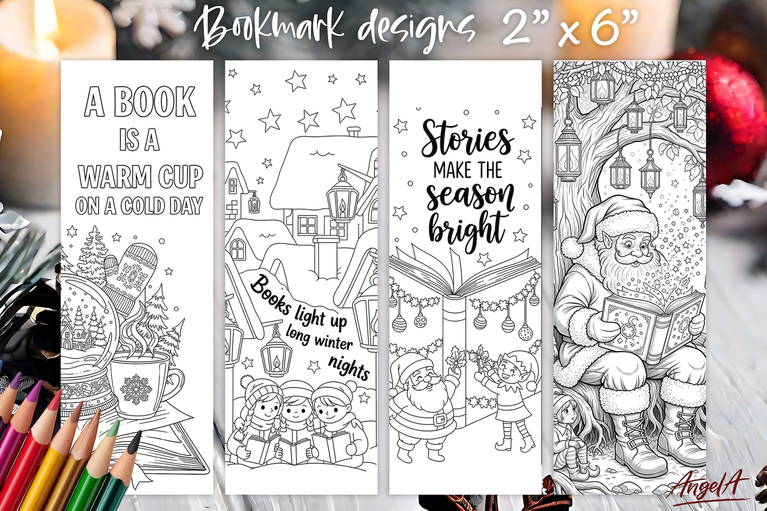 Christmas coloring pages bookmark printable, magic bookmark product image 1