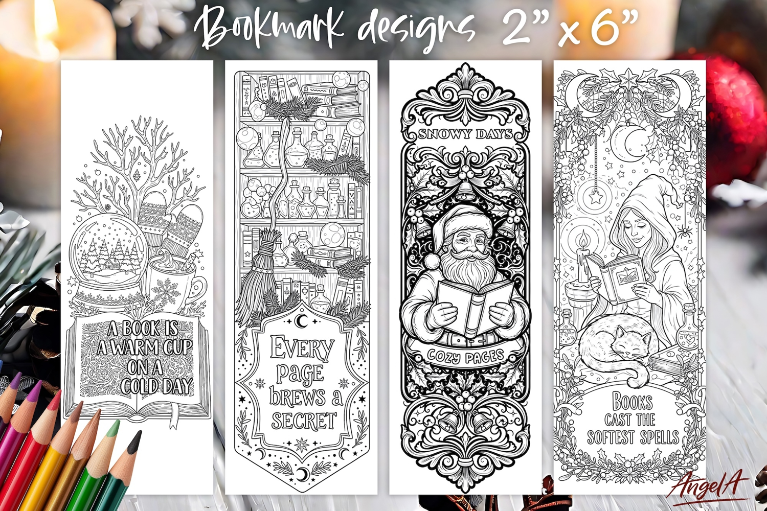 Christmas coloring pages printable, magic bookmark quote PNG product image 1