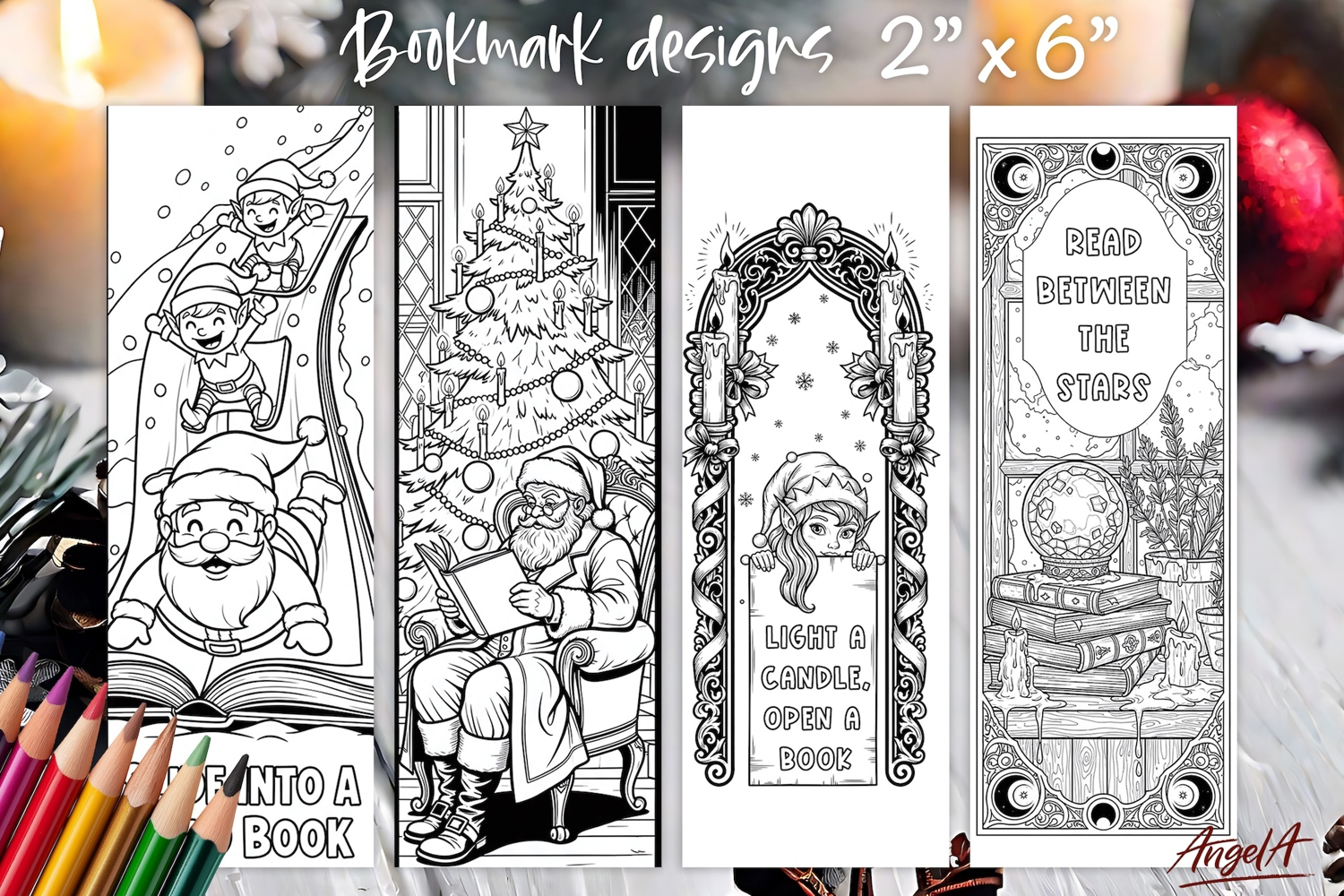 Christmas coloring pages printable, magic bookmark quote PNG product image 1