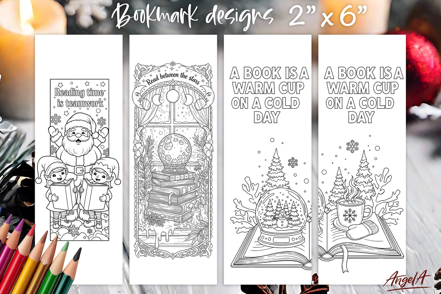 Winter Coloring pages printable bookmark for kids, quote product image 1