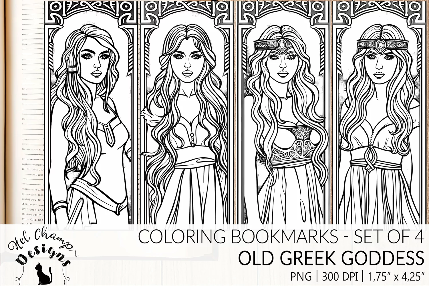 Coloring bookmarks set sublimation oldgreek art medival women goddess maiden