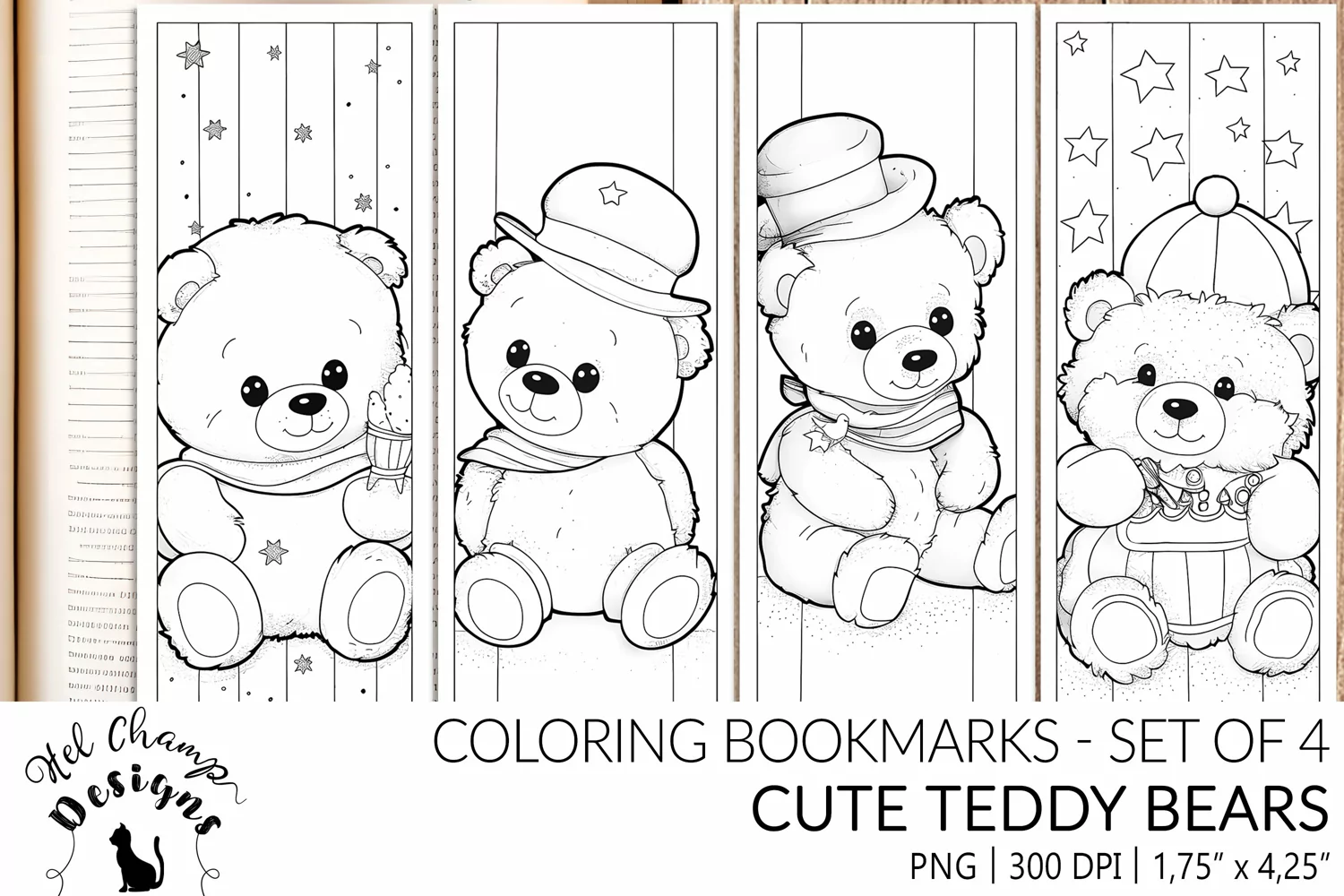 Coloring bookmarks sublimation cute teddy beasrs for kids children