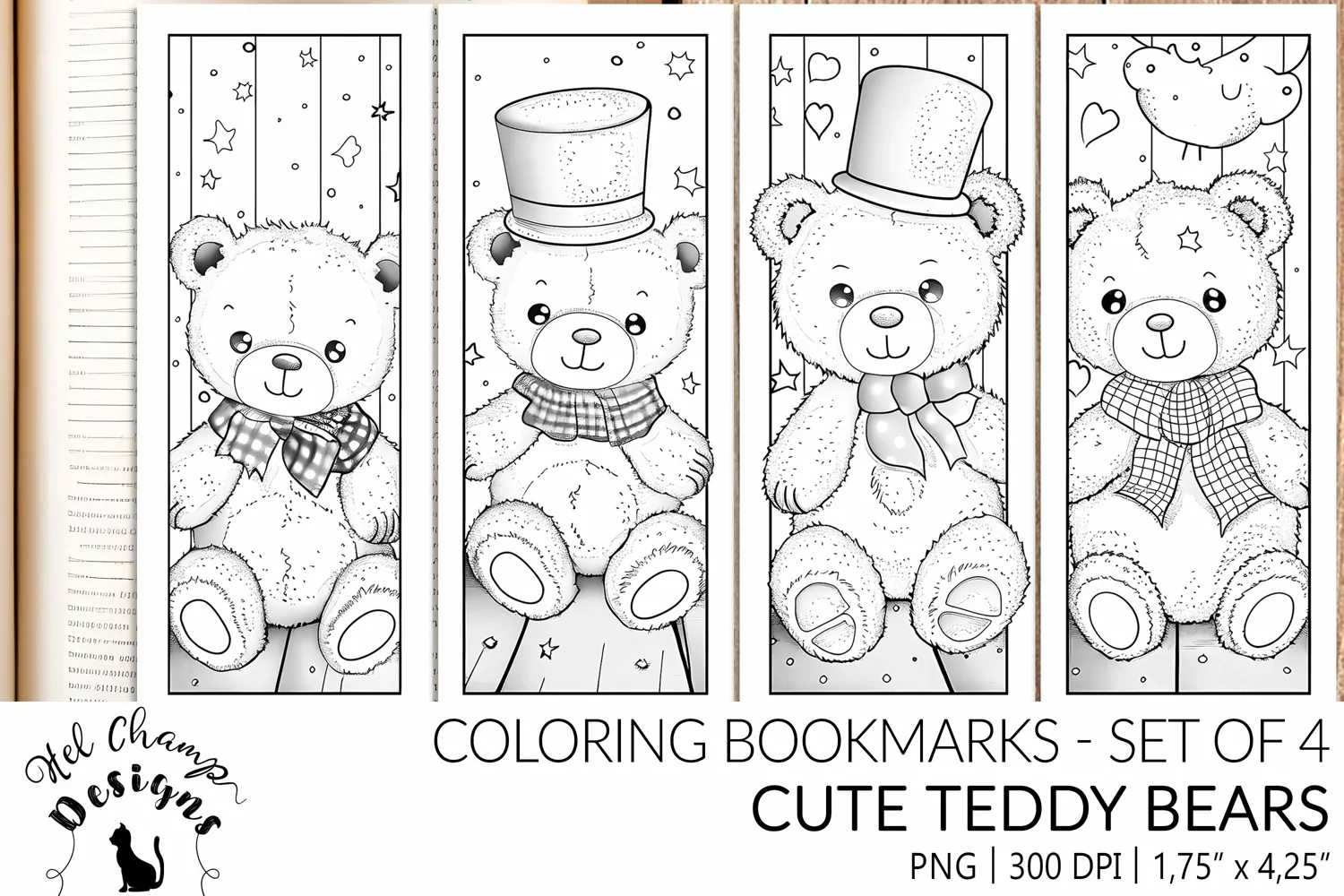 Coloring bookmarks sublimation cute teddy beasrs for kids children