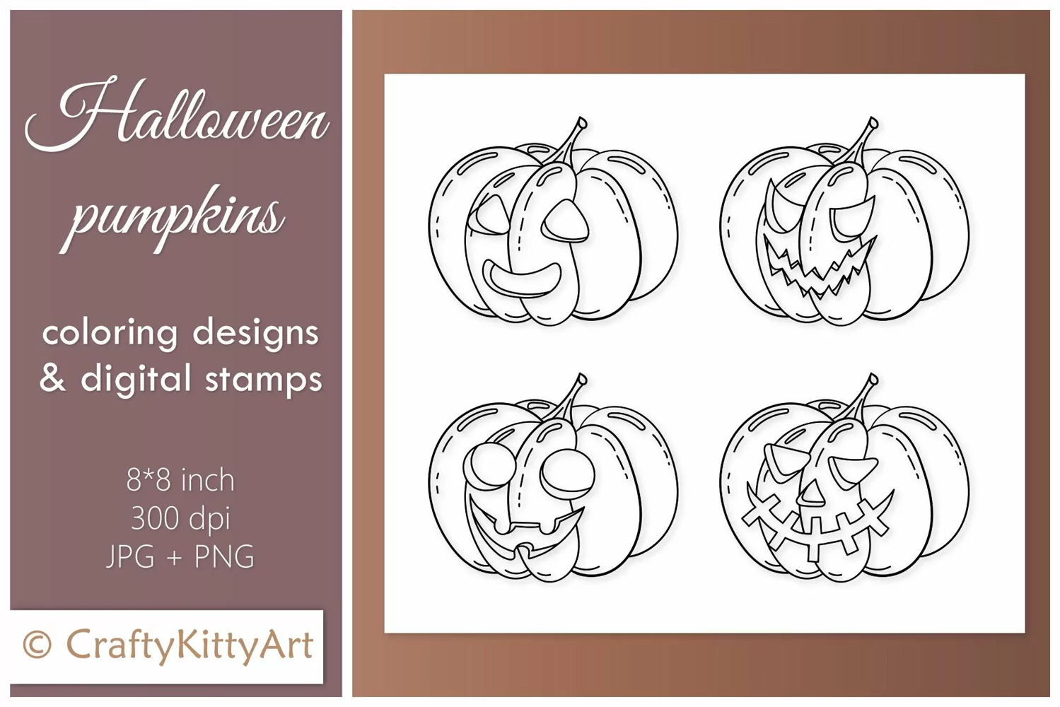 Halloween Pumpkin faces, Halloween coloring pumpkin stickers product image 1