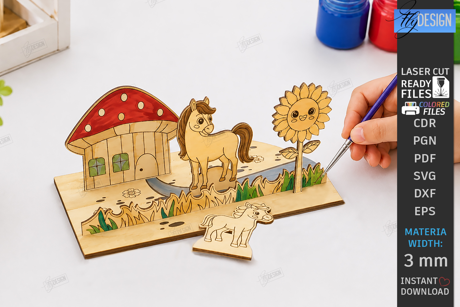 Coloring Montessori Toy Laser Cut | Kids Laser | Horses SVG product image 1