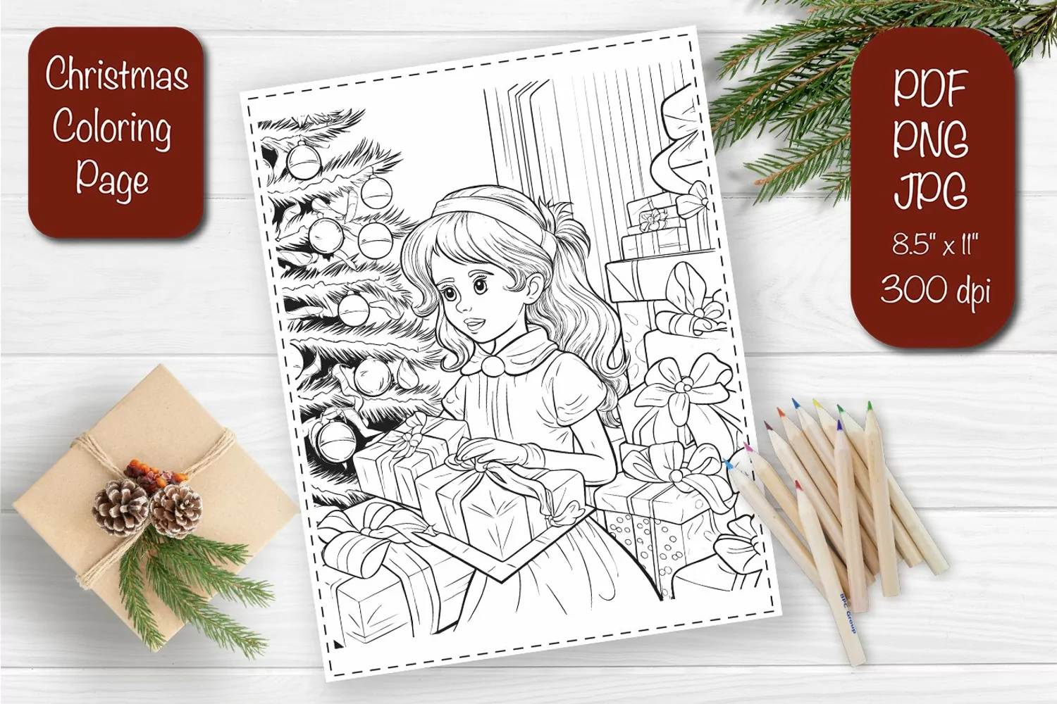 Christmas coloring pages Kids printable coloring sheet product image 1