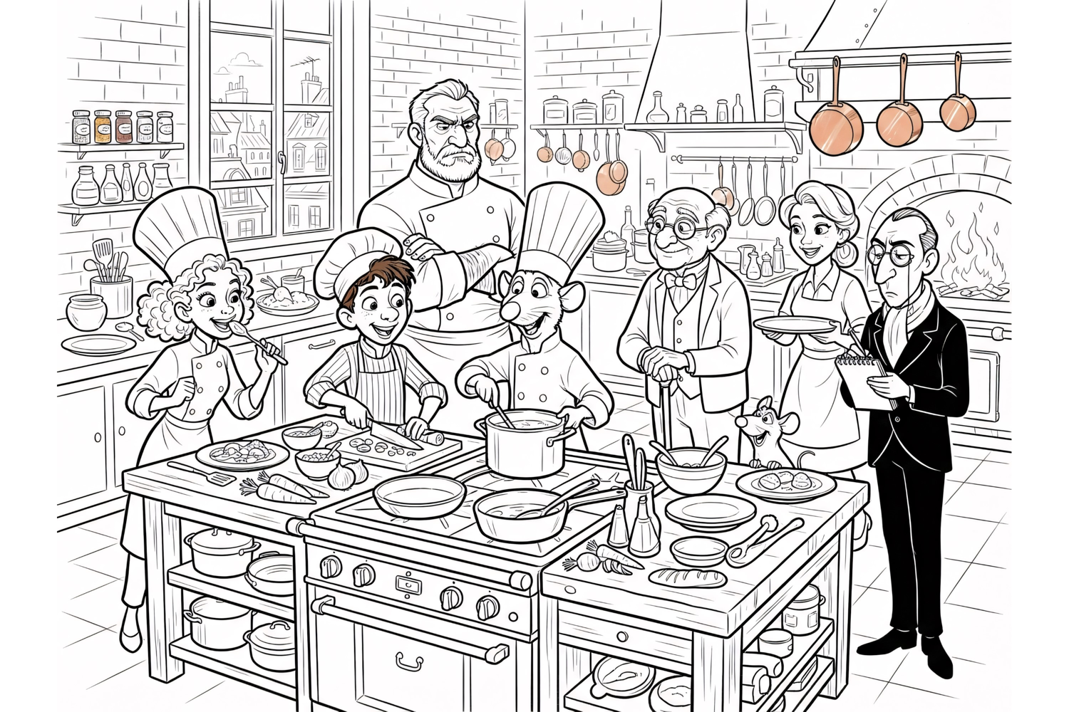 Professional kitchen staff cooking in a restaurant line, product image 1