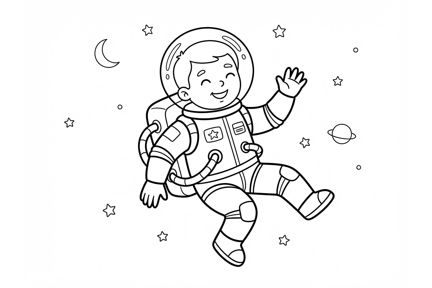Cute Astronaut Coloring Page for Kids with Space Background product image 1