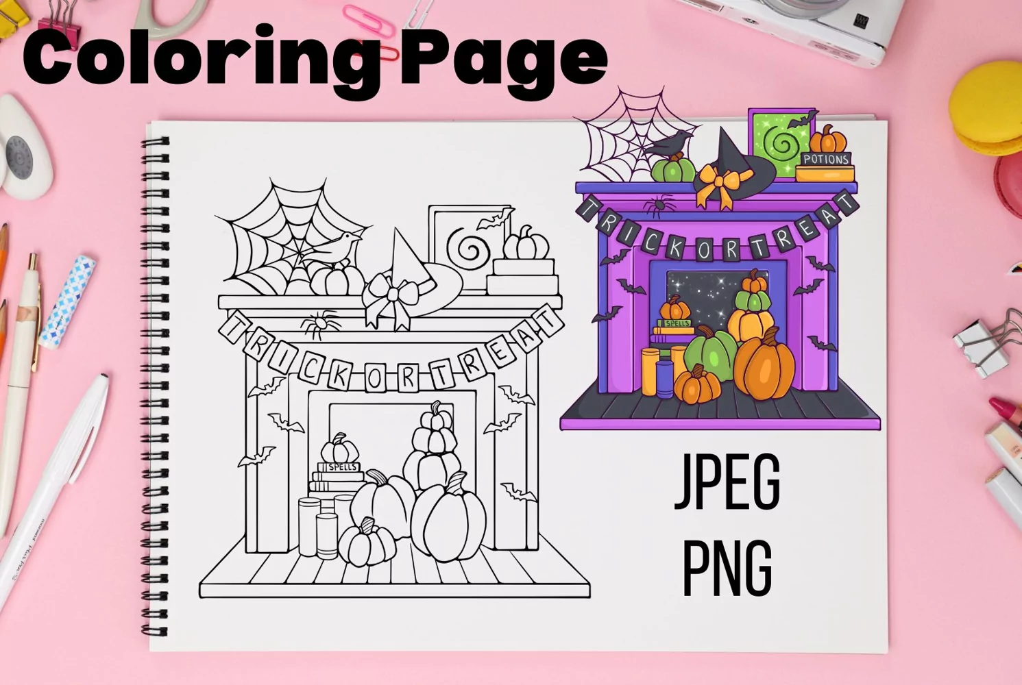 Halloween Fireplace - Coloring Page product image 1