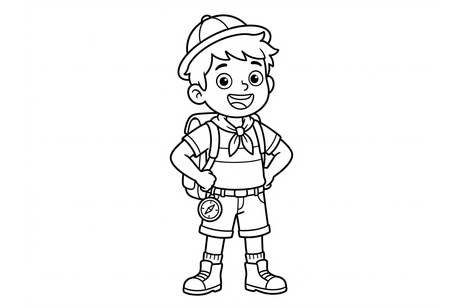 Cute Boy Scout Coloring Page for Kids, Little Explorer Chara product image 1