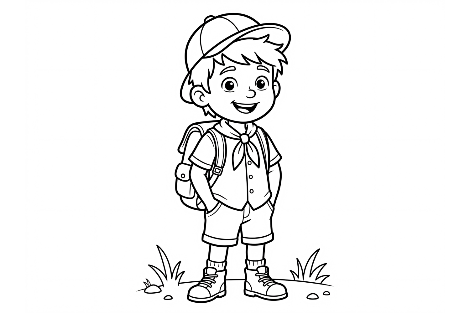 Cute Boy Scout Coloring Page for Kids, Little Explorer product image 1