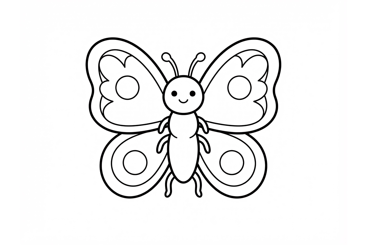 Cute butterfly coloring page for kids with simple black product image 1