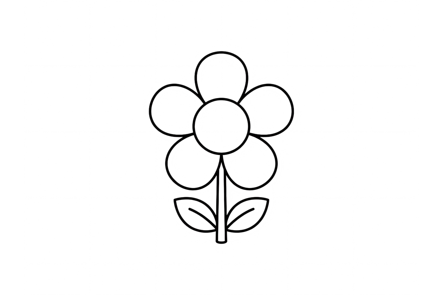 Simple flower coloring page for kids with bold black outline product image 1