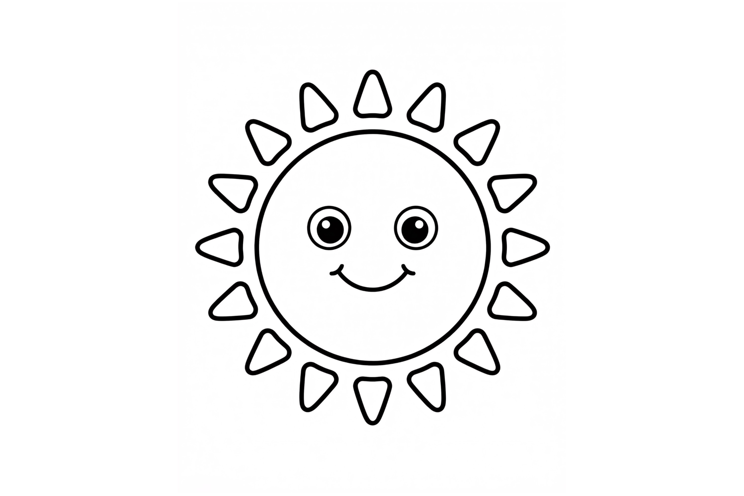 Cute Smiling Sun Coloring Page for Kids Simple Line Art product image 1