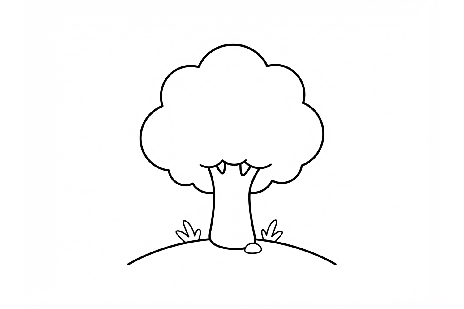 Simple tree coloring page for kids with black product image 1
