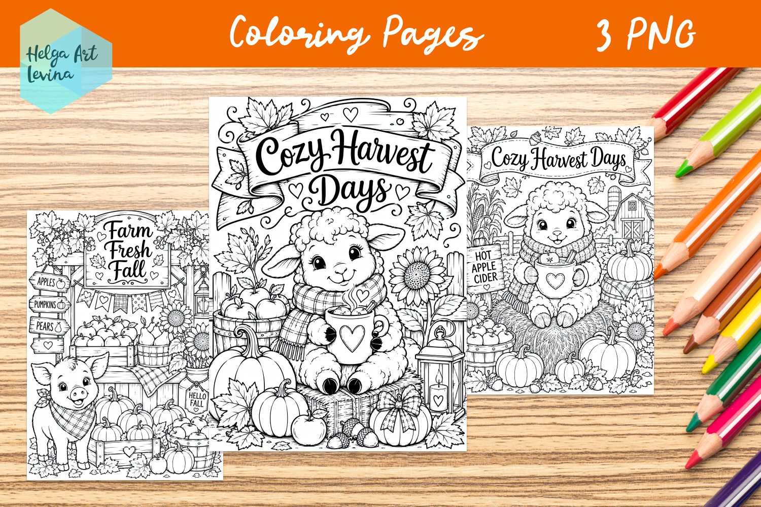Autumn Farm Animals. Coloring Pages product image 1