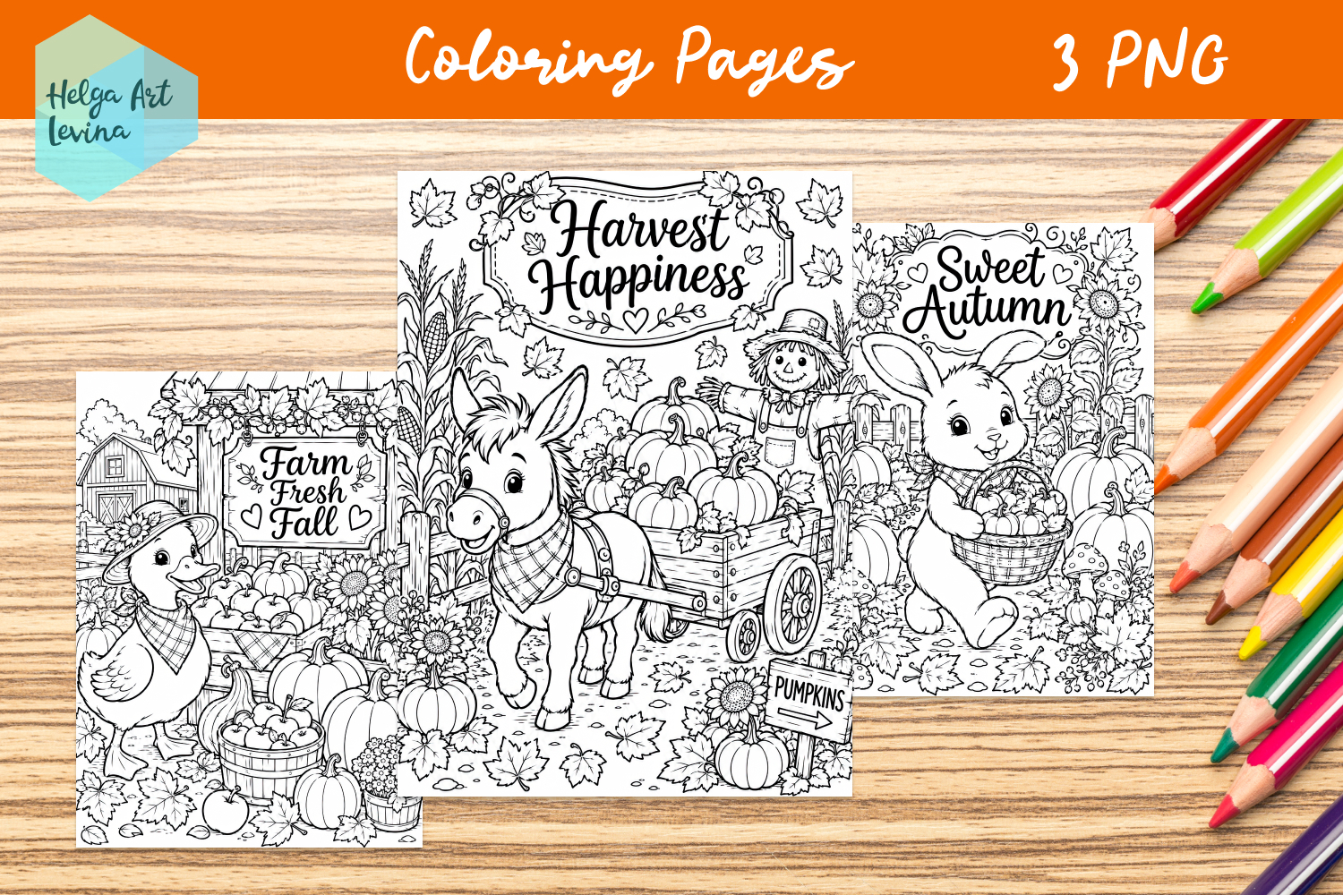 Autumn Farm Animals. Coloring Pages product image 1