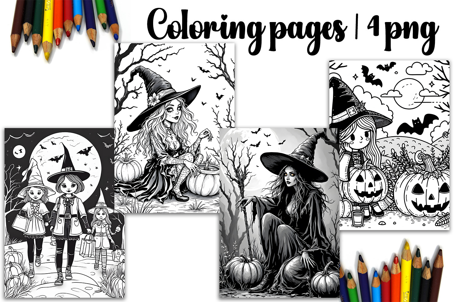 Cute halloween Design |halloween girl Coloring pages product image 1