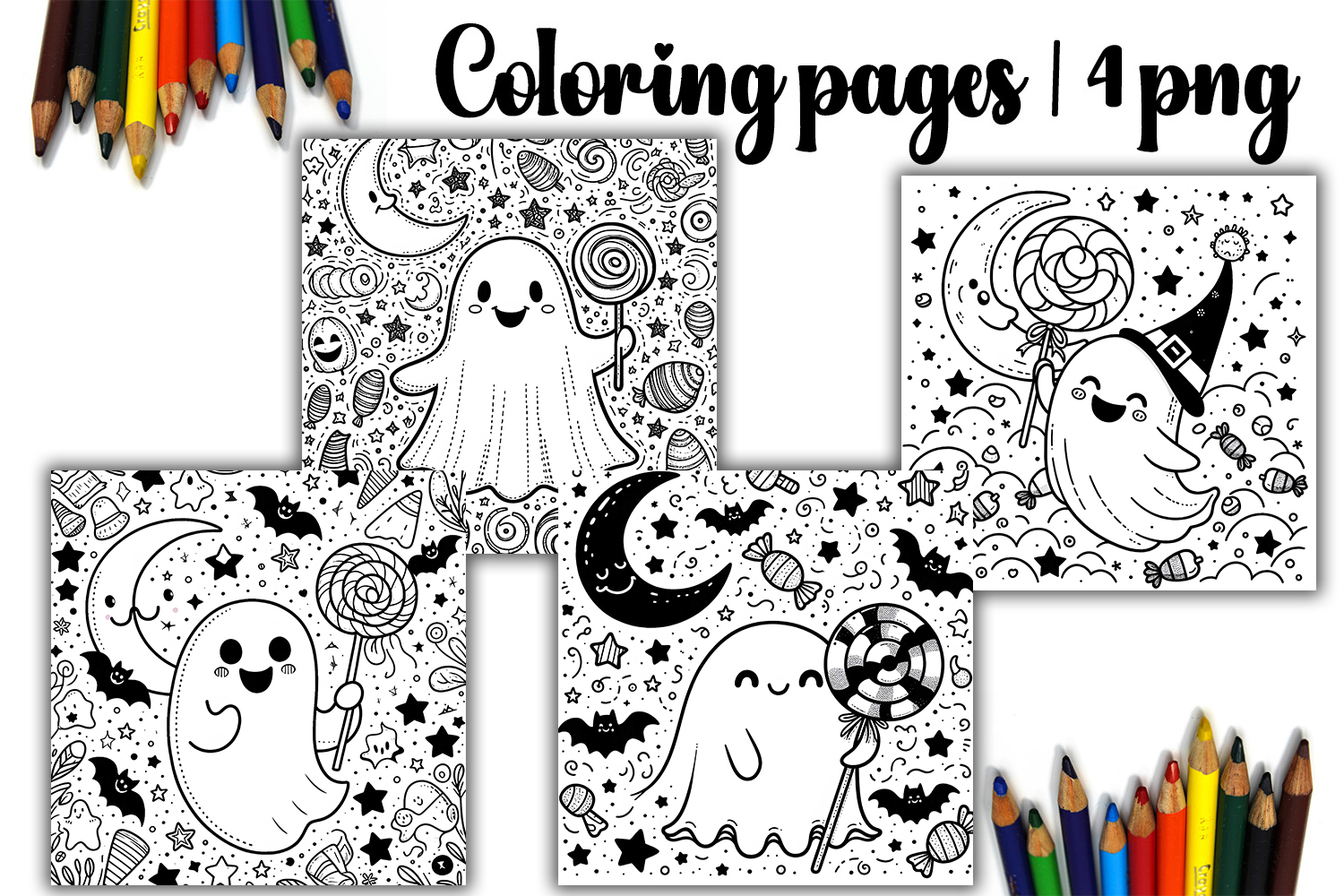 Cute funny ghost Design | halloween Coloring pages product image 1
