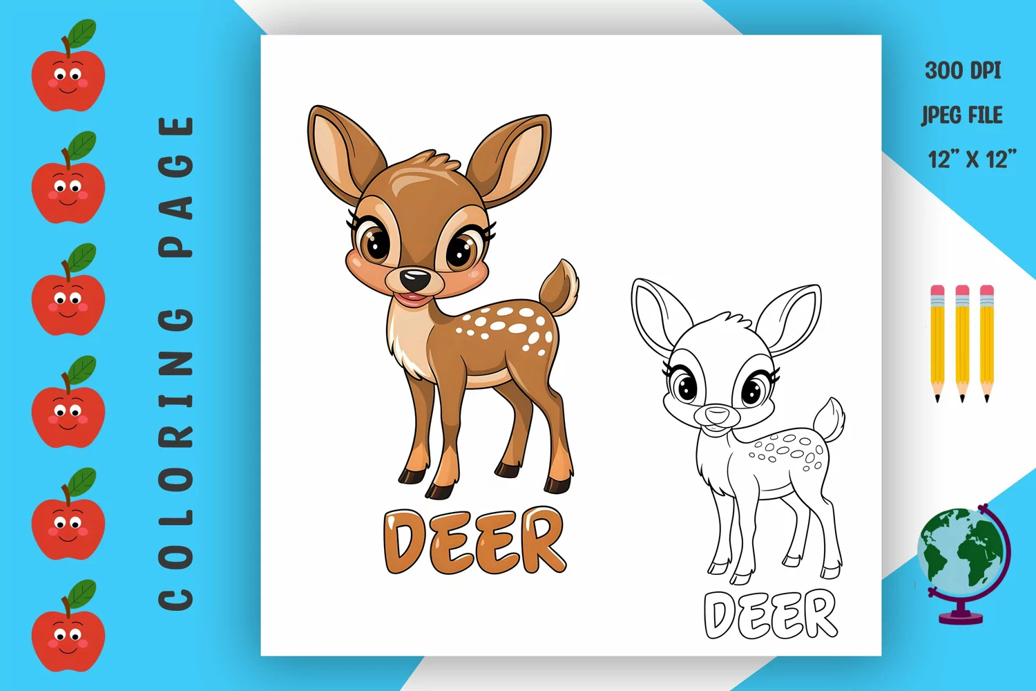 Deer Coloring Page - Printable Animal Coloring Book product image 1