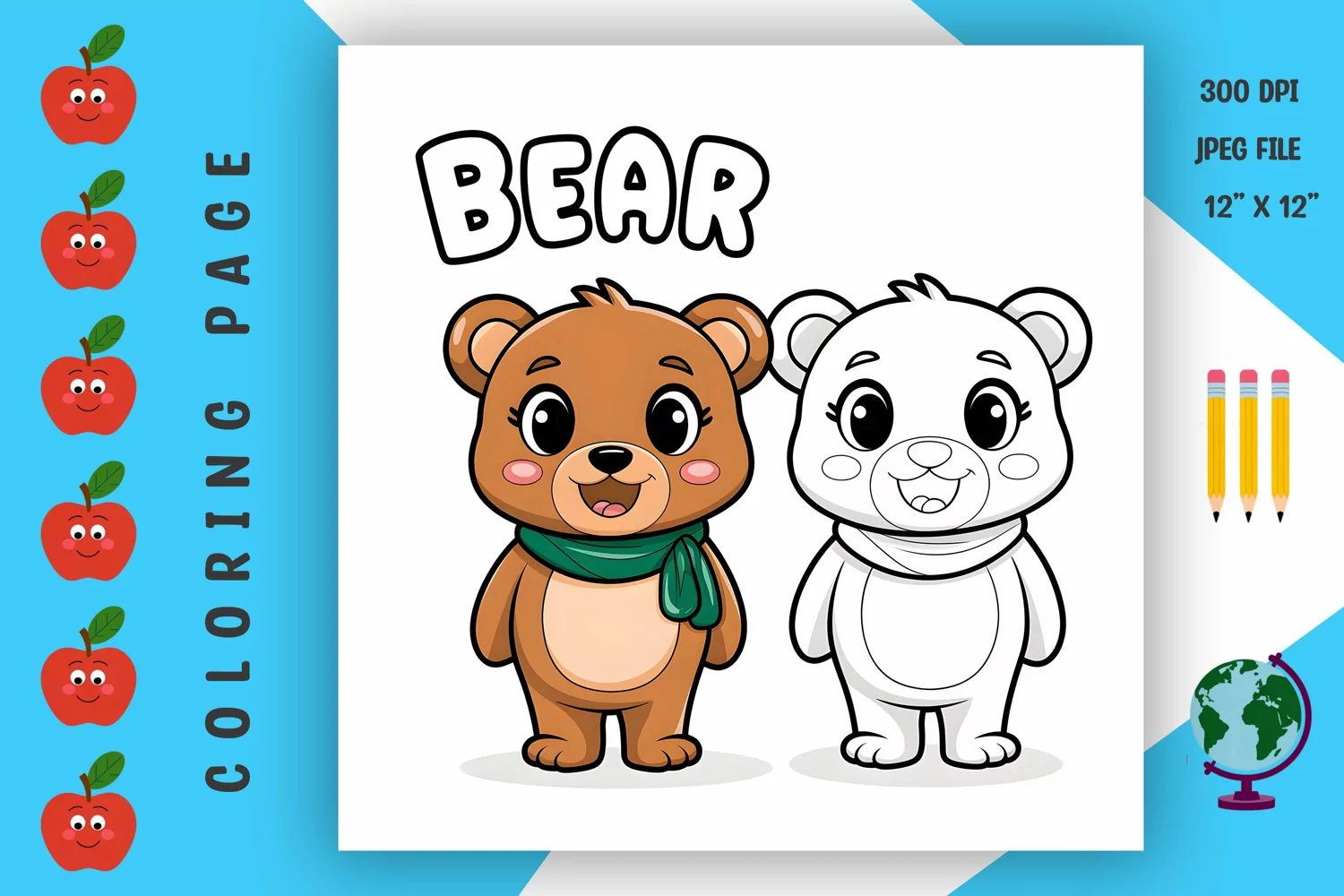 Bear Coloring Page - Printable Animal Coloring Book product image 1