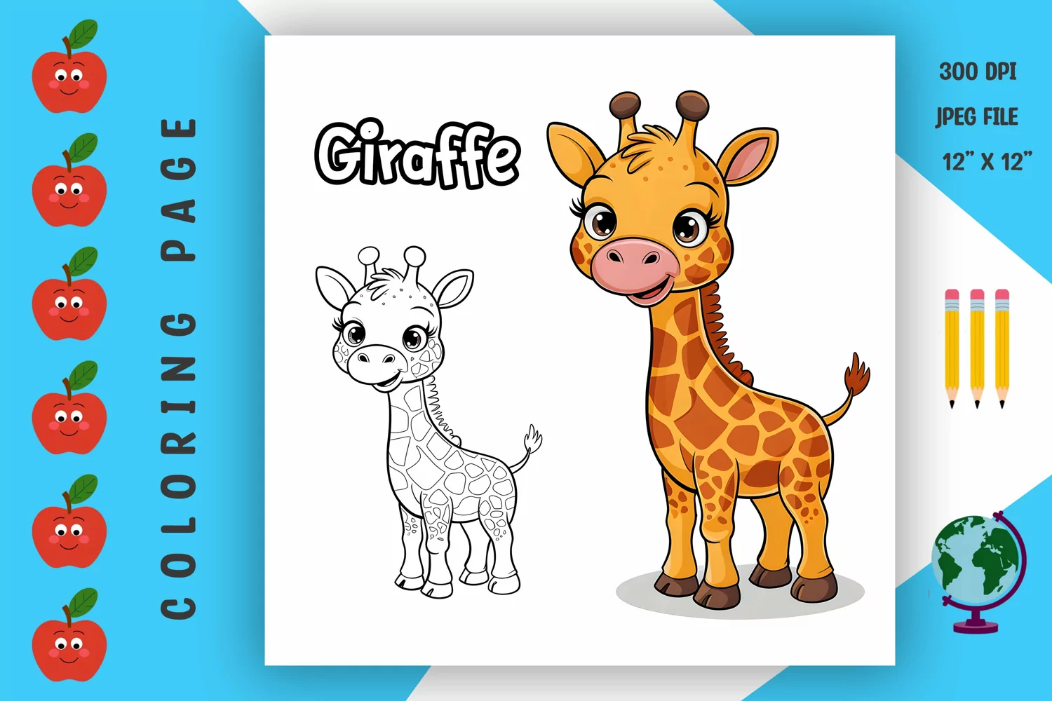 Giraffe Coloring Page - Printable Animal Coloring Book product image 1