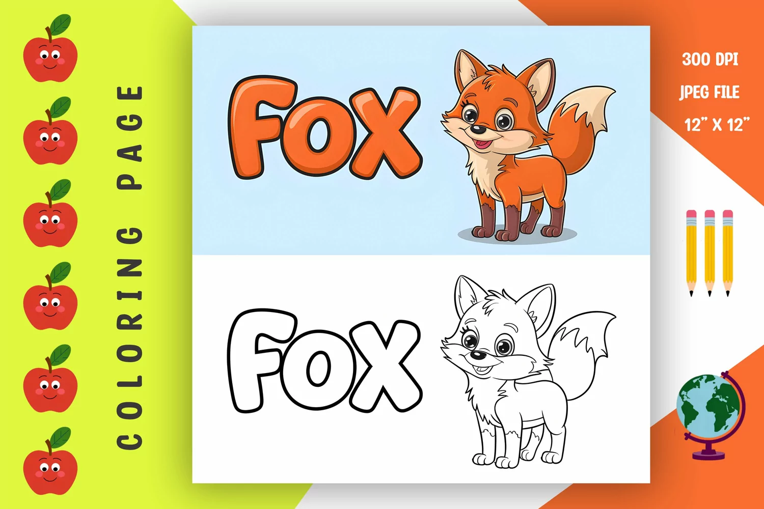 Fox Coloring Page - Printable Animal Coloring Book product image 1